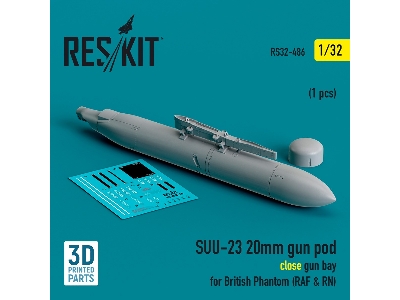 Suu-23 20mm Gun Pod (Close Gun Bay) For British Phantom (Raf And Rn) (1pc) (3d Printed) - zdjęcie 2