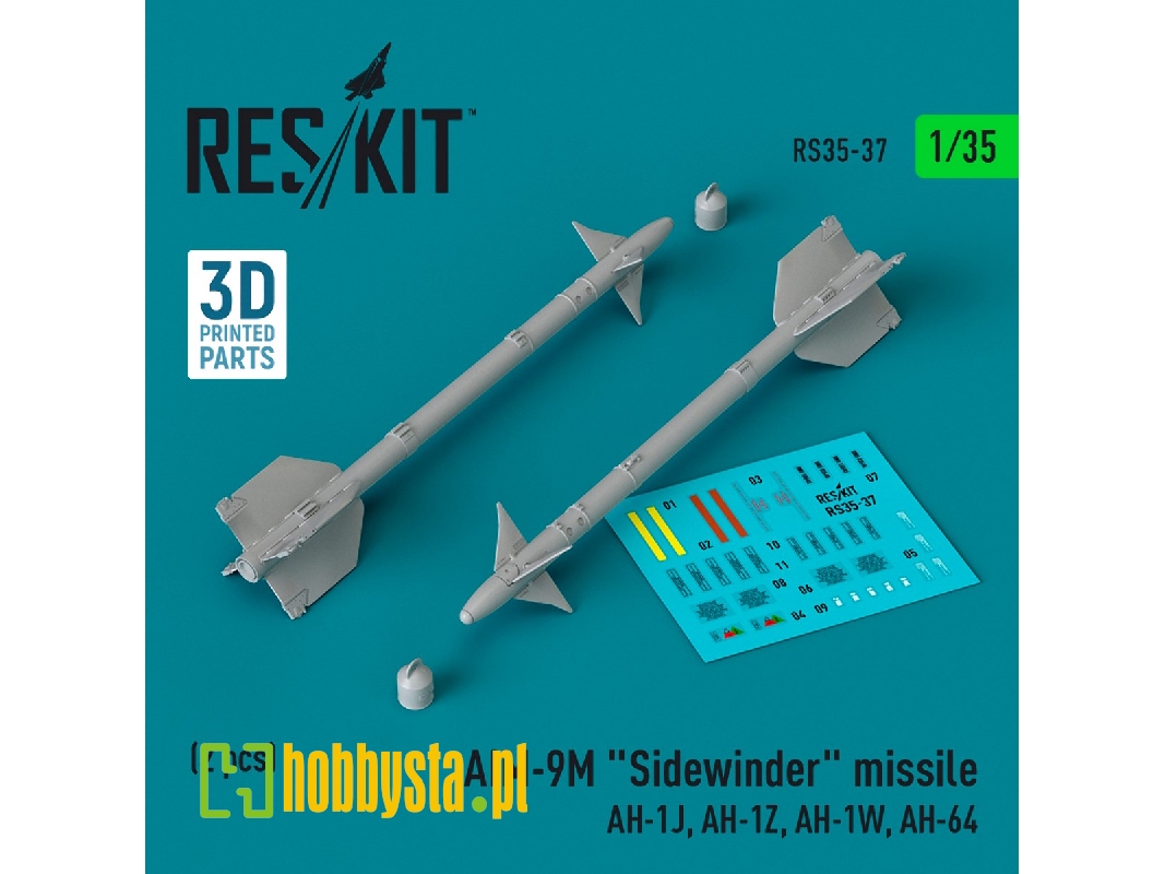 Aim-9m 'sidewinder" Missile (Ah-1j, Ah-1z, Ah-1w, Ah-64) (2pcs) (3d Printed) - zdjęcie 1 Aim-9m 'sidewinder" Missile (Ah-1j, Ah-1z, Ah-1w, Ah-64) (2pcs) (3d Printed) - zdjęcie 1