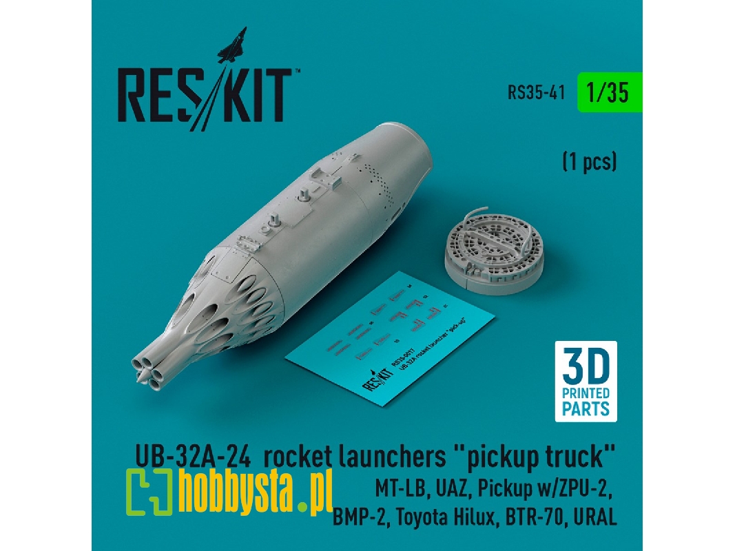 Ub-32a-24 Rocket Launchers 'pickup Truck' (1pc) (Mt-lb, Uaz, Pickup W/Zpu-2, Bmp-2, Toyota Hilux, Btr-70, Ural) (3d Printed) - z Ub-32a-24 Rocket Launchers 'pickup Truck' (1pc) (Mt-lb, Uaz, Pickup W/Zpu-2, Bmp-2, Toyota Hilux, Btr-70, Ural) (3d Printed) - z