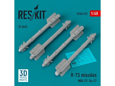 R-73 Missiles (4pcs) (Mig-29, Su-27) (3d Printed) - zdjęcie 1