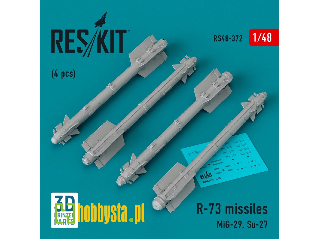 R-73 Missiles (4pcs) (Mig-29, Su-27) (3d Printed) - zdjęcie 1