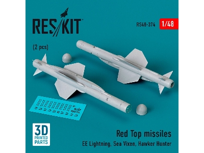 Red Top Missiles (2pcs) (Ee Lightning, Sea Vixen, Hawker Hunter) (3d Printed) - zdjęcie 1