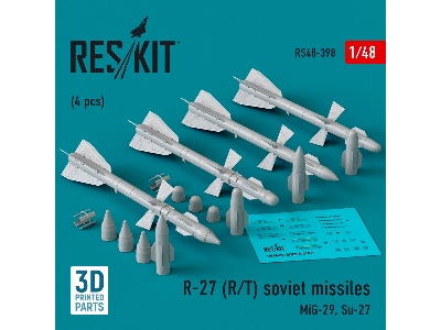 R-27 (R/T) Missiles (4pcs) (Mig-29, Su-27) (3d Printed) - zdjęcie 1