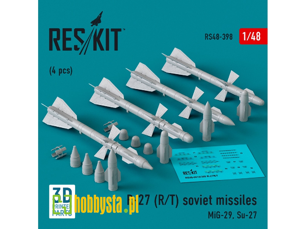 R-27 (R/T) Missiles (4pcs) (Mig-29, Su-27) (3d Printed) - zdjęcie 1 R-27 (R/T) Missiles (4pcs) (Mig-29, Su-27) (3d Printed) - zdjęcie 1