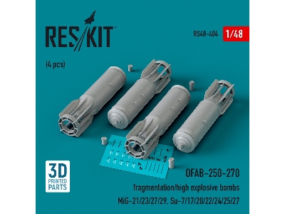 Ofab-250-270 Fragmentation/High Explosive Bombs (4pcs) (Mig-21/23/27/29, Su-7/17/20/22/24/25/27) (3d Printed) - zdjęcie 1