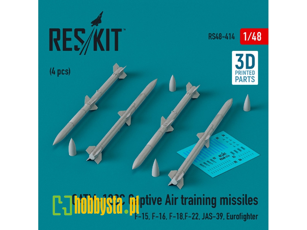 Catm-120c Captive Air Training Missiles (4pcs) (F-15, F-16, F-18, F-22, Jas-39, Eurofighter) (3d Printed) - zdjęcie 1 Catm-120c Captive Air Training Missiles (4pcs) (F-15, F-16, F-18, F-22, Jas-39, Eurofighter) (3d Printed) - zdjęcie 1