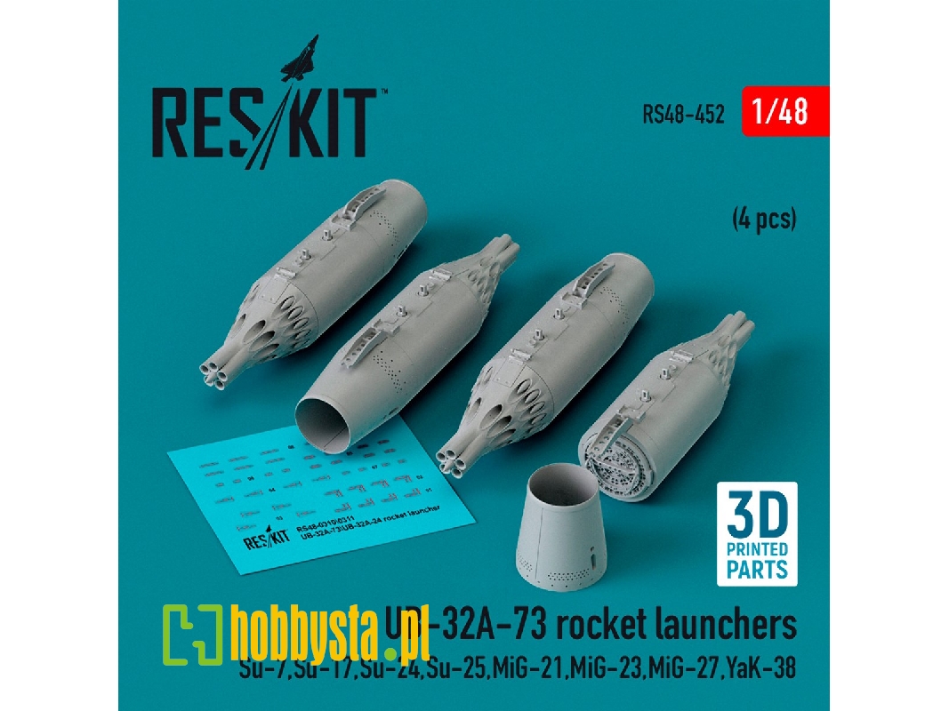 Ub-32a-73 Rocket Launchers (4pcs) (Su-7, Su-17, Su-24, Su-25, Mig-21, Mig-23, Mig-27, Yak-38) (3d Printed) - zdjęcie 1 Ub-32a-73 Rocket Launchers (4pcs) (Su-7, Su-17, Su-24, Su-25, Mig-21, Mig-23, Mig-27, Yak-38) (3d Printed) - zdjęcie 1