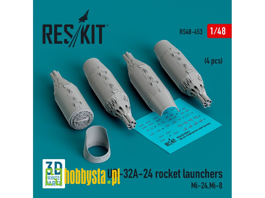Ub-32a-24 Rocket Launchers (4pcs) (Mi-24, Mi-8) (3d Printed) - zdjęcie 1 Ub-32a-24 Rocket Launchers (4pcs) (Mi-24, Mi-8) (3d Printed) - zdjęcie 1