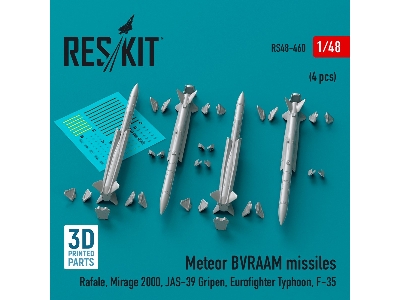Meteor Bvraam Missiles (4 Pcs) (Rafale, Mirage 2000, Jas-39 Gripen, Eurofighter Typhoon, F-35) (3d Printed) - zdjęcie 1
