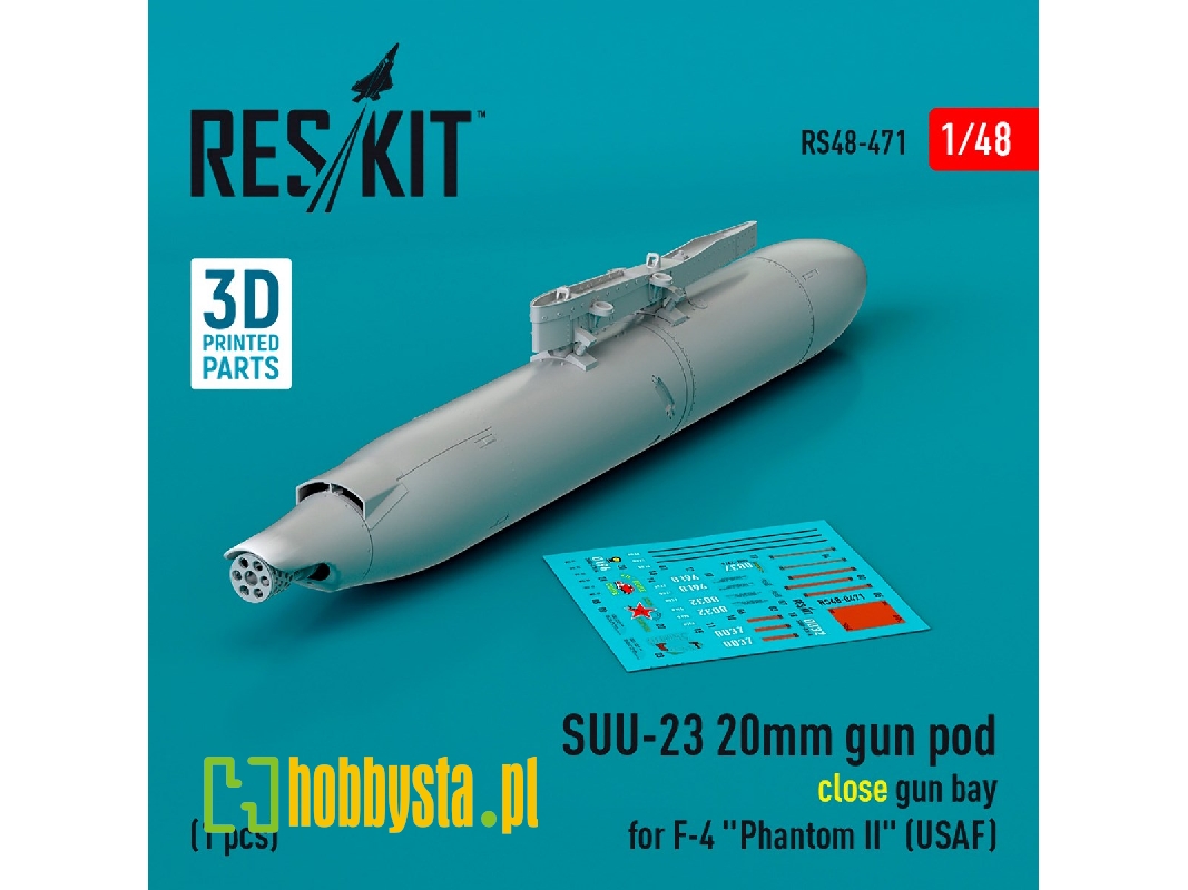 Suu-23 20mm Gun Pod (Close Gun Bay) For F-4 'phantom Ii' (Usaf) (1pc) (3d Printed) - zdjęcie 1 Suu-23 20mm Gun Pod (Close Gun Bay) For F-4 'phantom Ii' (Usaf) (1pc) (3d Printed) - zdjęcie 1