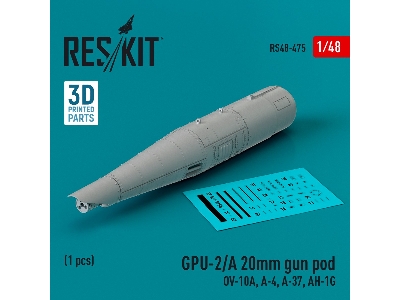 Gpu-2/A 20mm Gun Pod (1pc) (Ov-10a, A-4, A-37, Ah-1g) (3d Printed) - zdjęcie 1