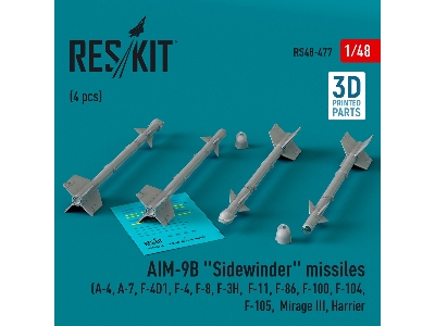 Aim-9b 'sidewinder' Missiles (4pcs) (A-4, A-7, F-4d1, F-4, F-8, F-3h, F-11, F-86,f-100, F-104, F-105, Mirage Iii, Harrier) (3d P