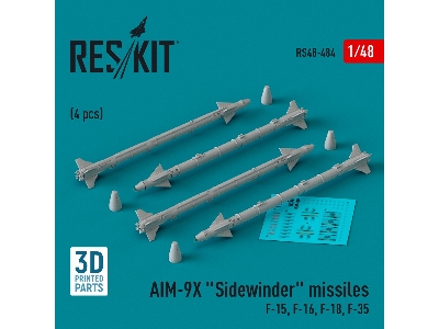 Aim-9x 'sidewinder' Missiles (4pcs) (F-15, F-16, F-18, F-35) (3d Printed) - zdjęcie 1