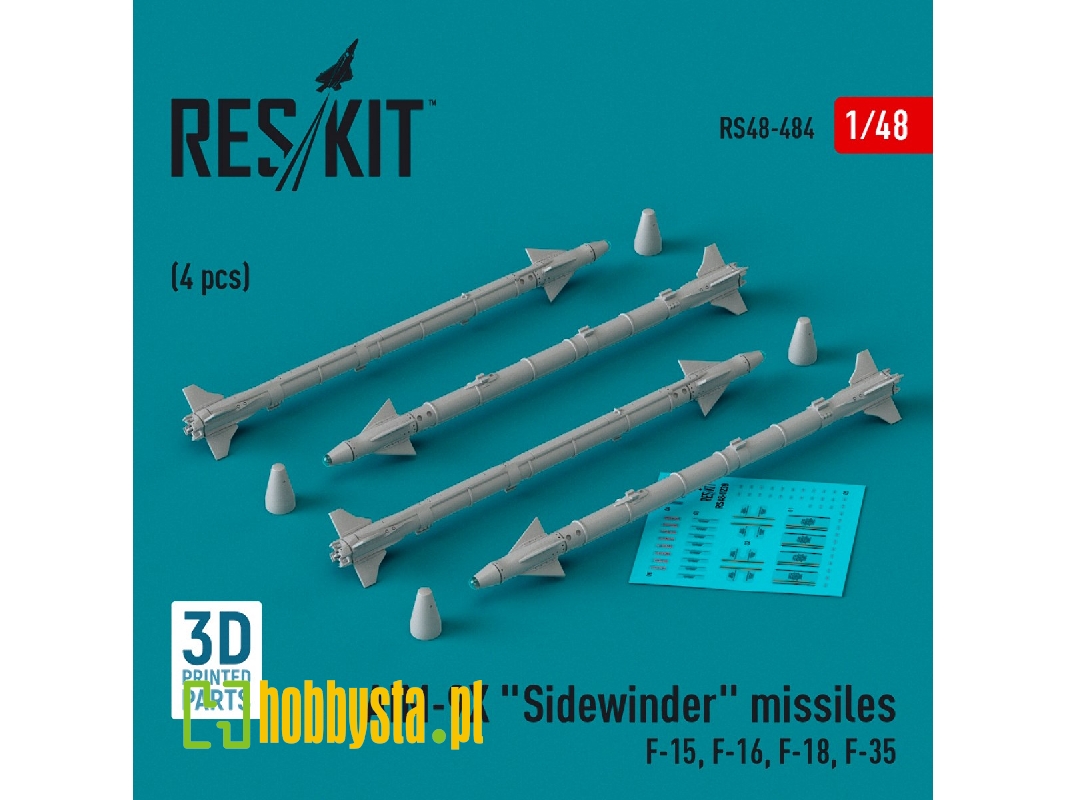 Aim-9x 'sidewinder' Missiles (4pcs) (F-15, F-16, F-18, F-35) (3d Printed) - zdjęcie 1 Aim-9x 'sidewinder' Missiles (4pcs) (F-15, F-16, F-18, F-35) (3d Printed) - zdjęcie 1