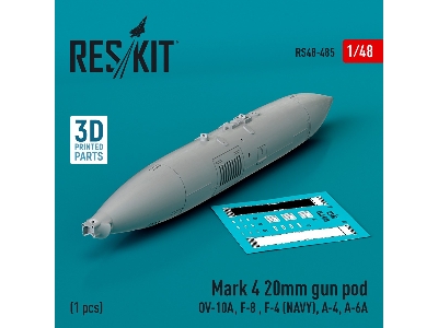 Mark 4 20mm Gun Pod (Ov-10a, F-8, F-4 (Usn), A-4, A-6a) (1pc) (3d Printed) - zdjęcie 1