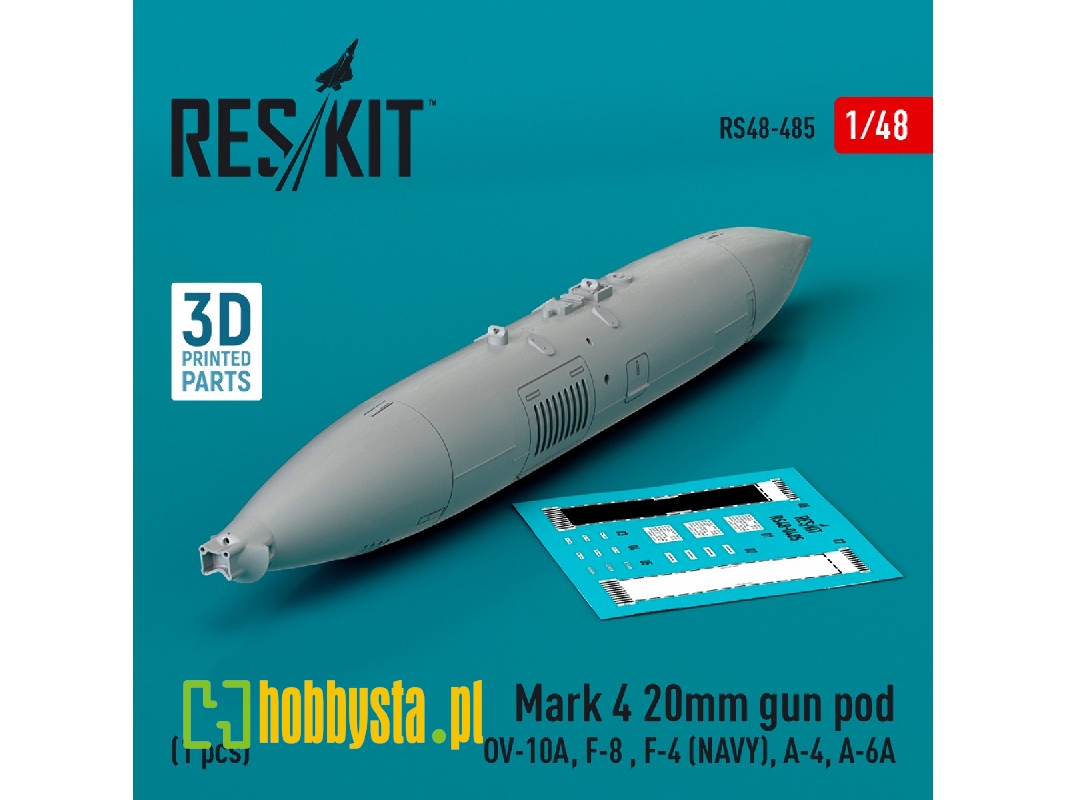 Mark 4 20mm Gun Pod (Ov-10a, F-8, F-4 (Usn), A-4, A-6a) (1pc) (3d Printed) - zdjęcie 1 Mark 4 20mm Gun Pod (Ov-10a, F-8, F-4 (Usn), A-4, A-6a) (1pc) (3d Printed) - zdjęcie 1
