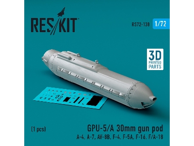 Gpu-5/A 30mm Gun Pod (1pc) (A-4, A-7, Av-8b, F-4, F-5a, F-16, F/A-18) (3d Printed) - zdjęcie 1