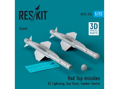 Red Top Missiles (2pcs) (Ee Lightning, Sea Vixen, Hawker Hunter) (3d Printed) - zdjęcie 1