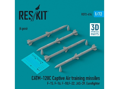 Catm-120c Captive Air Training Missiles (4pcs) (F-15, F-16, F-18, F-22, Jas-39, Eurofighter) (3d Printed) - zdjęcie 1