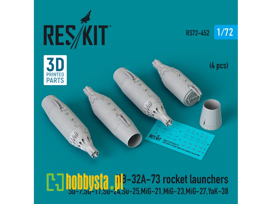 Ub-32a-73 Rocket Launchers (4pcs) (Su-7, Su-17, Su-24, Su-25, Mig-21, Mig-23, Mig-27, Yak-38) (3d Printed) - zdjęcie 1 Ub-32a-73 Rocket Launchers (4pcs) (Su-7, Su-17, Su-24, Su-25, Mig-21, Mig-23, Mig-27, Yak-38) (3d Printed) - zdjęcie 1
