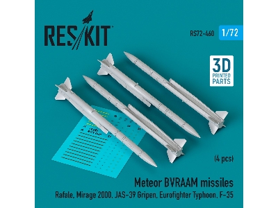 Meteor Bvraam Missiles (4pcs) (Rafale, Mirage 2000, Jas-39 Gripen, Eurofighter Typhoon, F-35) (3d Printed) - zdjęcie 1