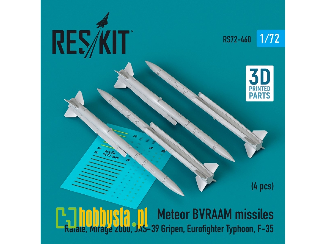 Meteor Bvraam Missiles (4pcs) (Rafale, Mirage 2000, Jas-39 Gripen, Eurofighter Typhoon, F-35) (3d Printed) - zdjęcie 1 Meteor Bvraam Missiles (4pcs) (Rafale, Mirage 2000, Jas-39 Gripen, Eurofighter Typhoon, F-35) (3d Printed) - zdjęcie 1