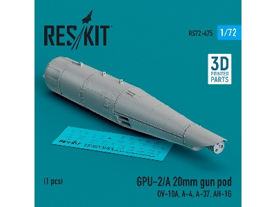 Gpu-2/A 20mm Gun Pod (1pc) (Ov-10a, A-4, A-37, Ah-1g) (3d Printed) - zdjęcie 1