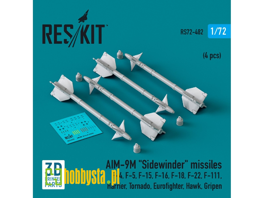 Aim-9m 'sidewinder' Missiles (4pcs) (F-4, F-5, F-15, F-16, F-18, F-22, F-111, Harrier, Tornado, Eurofighter, Hawk, Gripen) (3d P Aim-9m 'sidewinder' Missiles (4pcs) (F-4, F-5, F-15, F-16, F-18, F-22, F-111, Harrier, Tornado, Eurofighter, Hawk, Gripen) (3d P