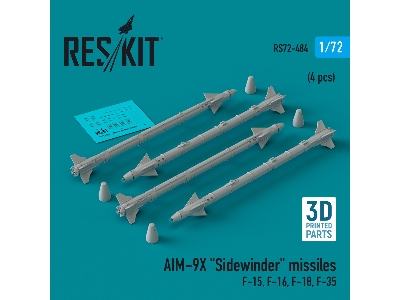Aim-9x 'sidewinder' Missiles (4pcs) (F-15, F-16, F-18, F-35) (3d Printed) - zdjęcie 1