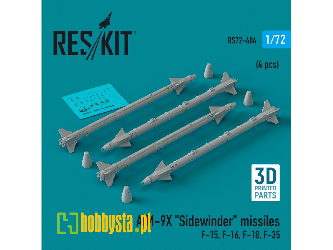 Aim-9x 'sidewinder' Missiles (4pcs) (F-15, F-16, F-18, F-35) (3d Printed) - zdjęcie 1 Aim-9x 'sidewinder' Missiles (4pcs) (F-15, F-16, F-18, F-35) (3d Printed) - zdjęcie 1