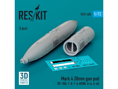 Mark 4 20mm Gun Pod (1pc) (Ov-10a, F-8, F-4 (Usn), A-4, A-6a) (3d Printed) - zdjęcie 1