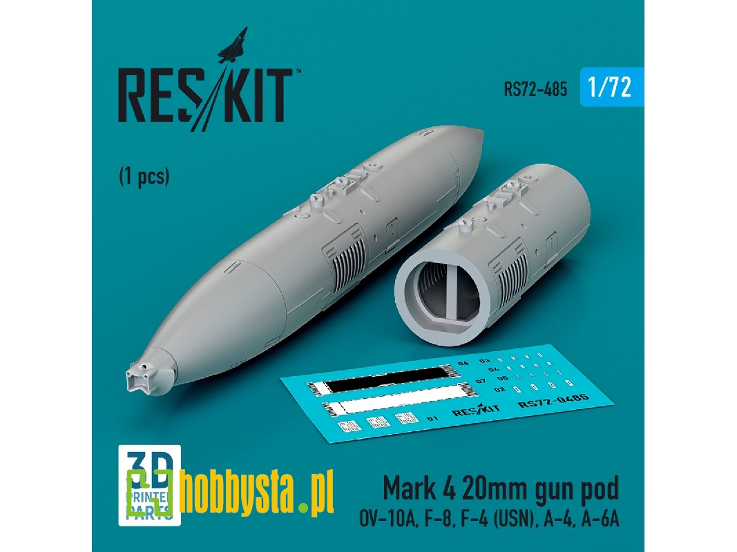 Mark 4 20mm Gun Pod (1pc) (Ov-10a, F-8, F-4 (Usn), A-4, A-6a) (3d Printed) - zdjęcie 1 Mark 4 20mm Gun Pod (1pc) (Ov-10a, F-8, F-4 (Usn), A-4, A-6a) (3d Printed) - zdjęcie 1