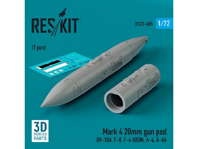 Mark 4 20mm Gun Pod (1pc) (Ov-10a, F-8, F-4 (Usn), A-4, A-6a) (3d Printed) - zdjęcie 2