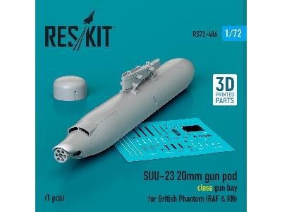 Suu-23 20mm Gun Pod (Close Gun Bay) For British Phantom (Raf And Rn) (1pc) (3d Printed) - zdjęcie 1