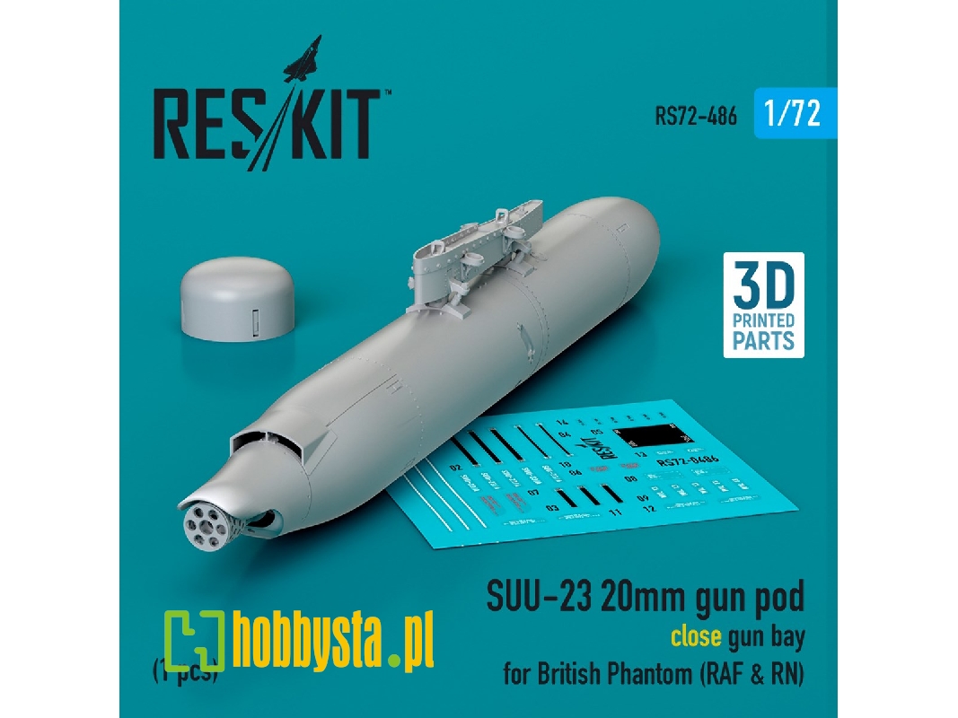 Suu-23 20mm Gun Pod (Close Gun Bay) For British Phantom (Raf And Rn) (1pc) (3d Printed) - zdjęcie 1