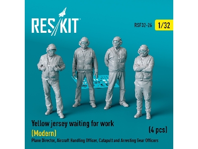 Yellow Jersey Waiting For Work (Modern) Plane Director, Aircraft Handling Officer, Catapult And Arresting Gear Officers (4pcs) (