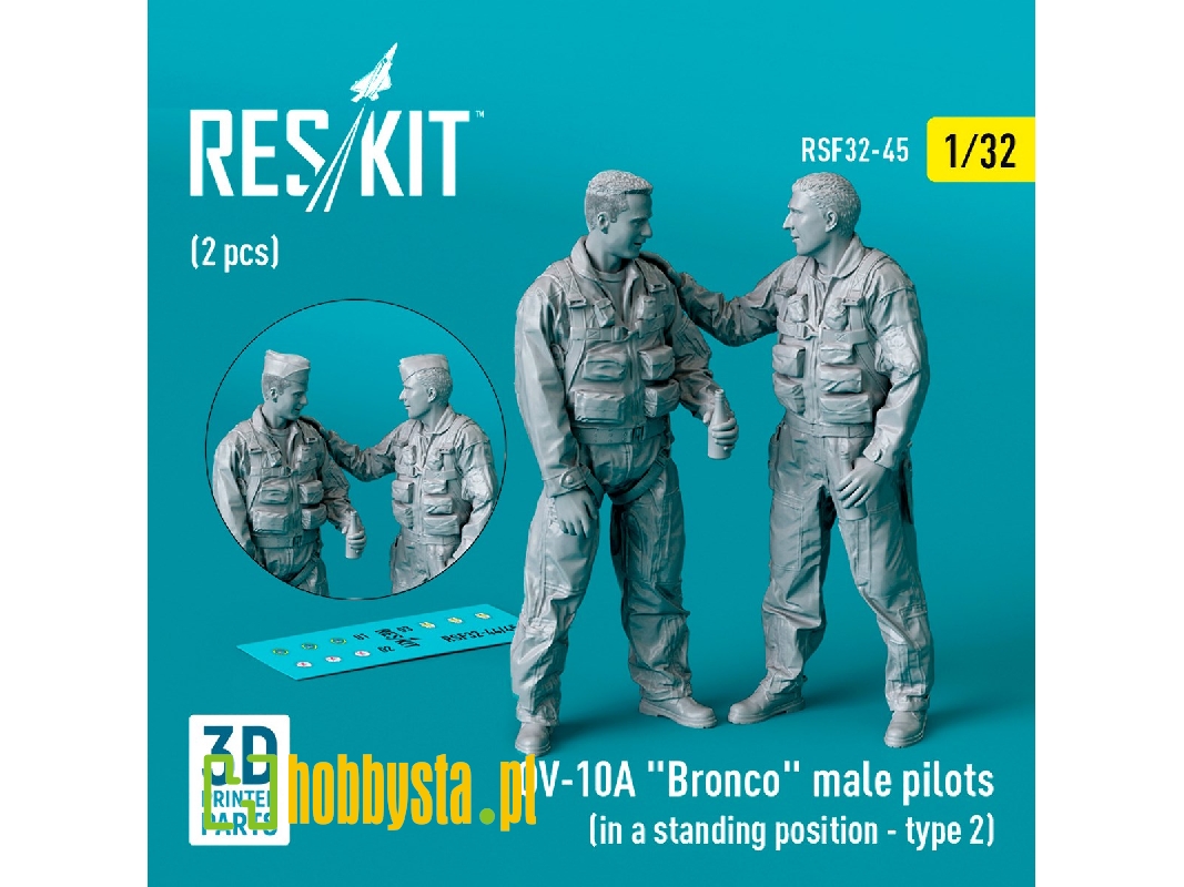 Ov-10a 'bronco' Male Pilots (In A Standing Position - Type 2) (2pcs) (3d Printed) - zdjęcie 1