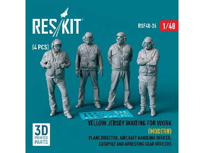 Yellow Jersey Waiting For Work (Modern) Plane Director, Aircraft Handling Officer, Catapult And Arresting Gear Officers (4pcs) (