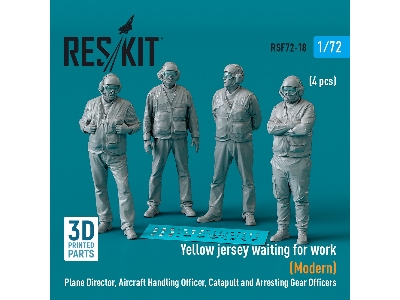 Yellow Jersey Waiting For Work (Modern) Plane Director, Aircraft Handling Officer, Catapult And Arresting Gear Officers (4pcs) (