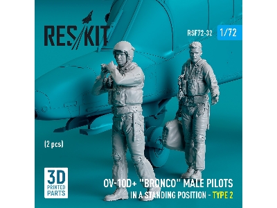 Ov-10d+ 'bronco' Male Pilots (In A Standing Position - Type 2) (2pcs) (3d Printed) - zdjęcie 1