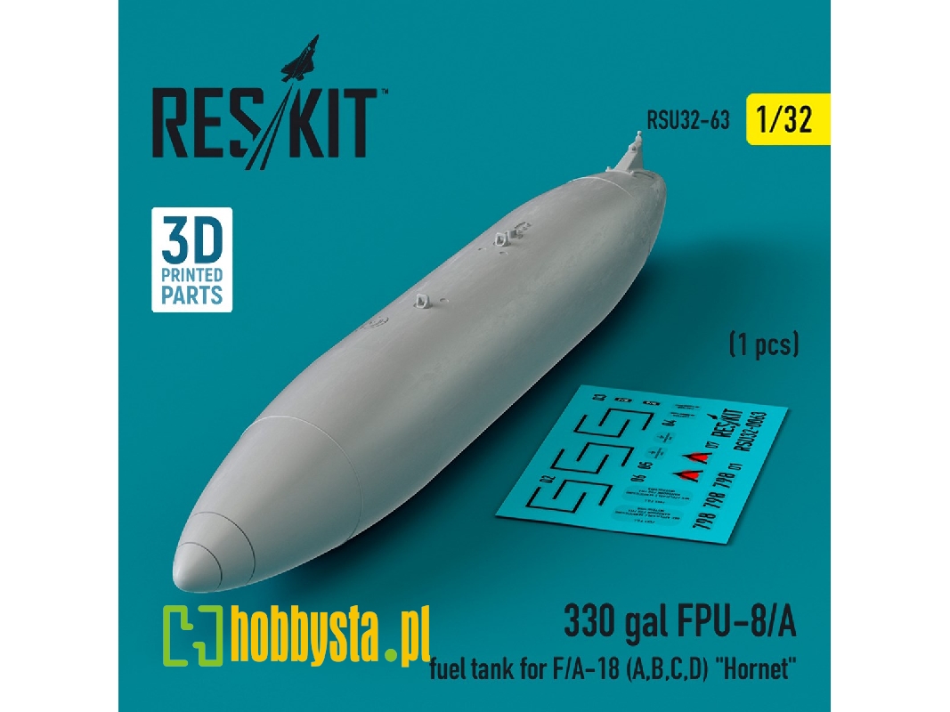 330 Gallon Fpu-8/A Fuel Tank For F/A-18 (A, B, C, D) 'hornet' (1pc) (3d Printed) - zdjęcie 1 330 Gallon Fpu-8/A Fuel Tank For F/A-18 (A, B, C, D) 'hornet' (1pc) (3d Printed) - zdjęcie 1