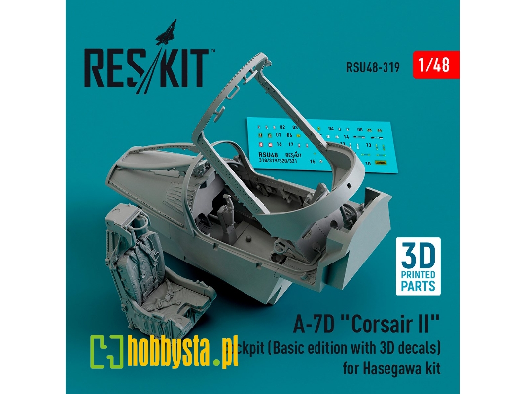 A-7d 'corsair Ii' Cockpit (Basic Edition With 3d Decals) For Hasegawa Kit (3d Printed) - zdjęcie 1 A-7d 'corsair Ii' Cockpit (Basic Edition With 3d Decals) For Hasegawa Kit (3d Printed) - zdjęcie 1