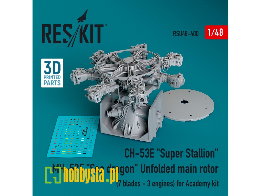 Ch-53e 'super Stallion', Mh-53e 'sea Dragon' Unfolded Main Rotor (7 Blades - 3 Engines) For Academy Kit (3d Printed) - zdjęcie Ch-53e 'super Stallion', Mh-53e 'sea Dragon' Unfolded Main Rotor (7 Blades - 3 Engines) For Academy Kit (3d Printed) - zdjęcie
