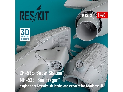 Ch-53e 'super Stallion', Mh-53e 'sea Dragon' Engine Nacelles With Air Intake And Exhaust For Academy Kit (3d Printed) - zdjęcie