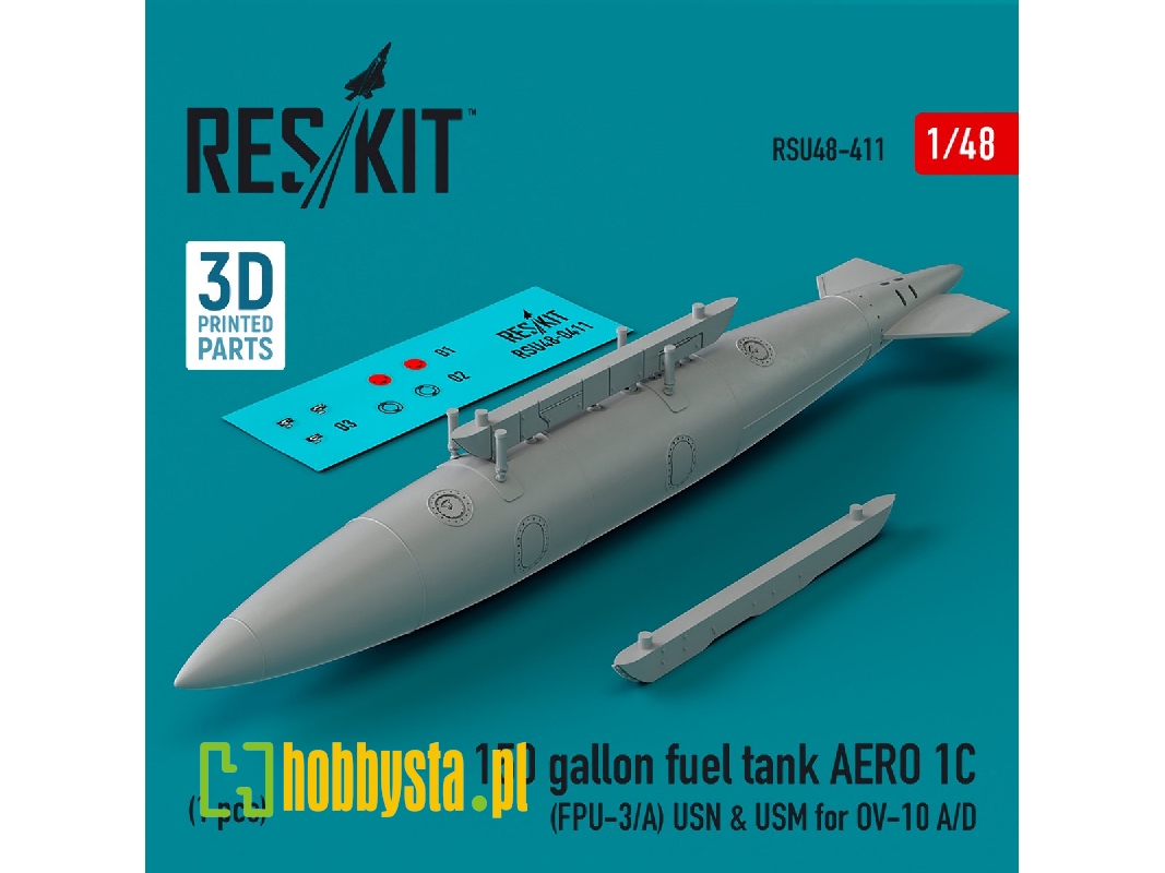 150 Gallon Fuel Tank Aero 1c (Fpu-3/A) Usn And Usm For Ov-10 A/D (1pc) (3d Printed) - zdjęcie 1 150 Gallon Fuel Tank Aero 1c (Fpu-3/A) Usn And Usm For Ov-10 A/D (1pc) (3d Printed) - zdjęcie 1