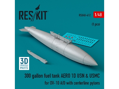 300 Gallon Fuel Tank Aero 1d Usn And Usmc For Ov-10 A/D With Centerline Pylons (1pc) (3d Printed) - zdjęcie 1