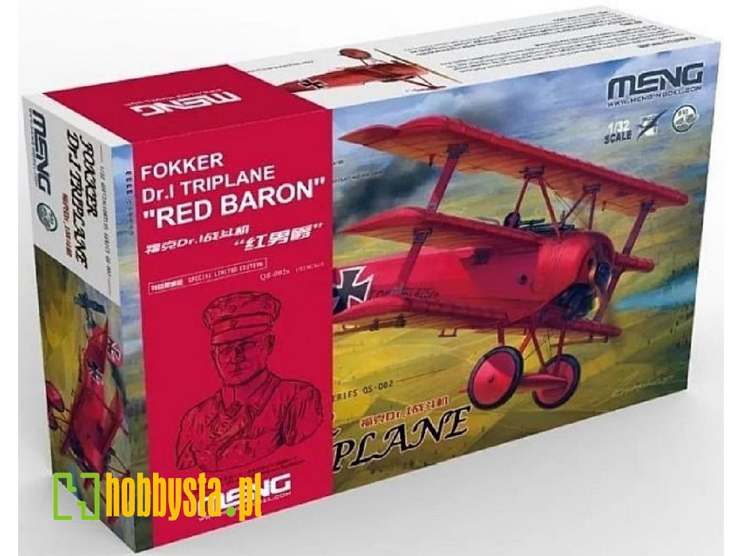 Fokker Dr.I Triplane "red Baron" Incl. 1:10 Bust Of Manfred Von Richthofen / Limité Edition 1000 Pieces - zdjęcie 1