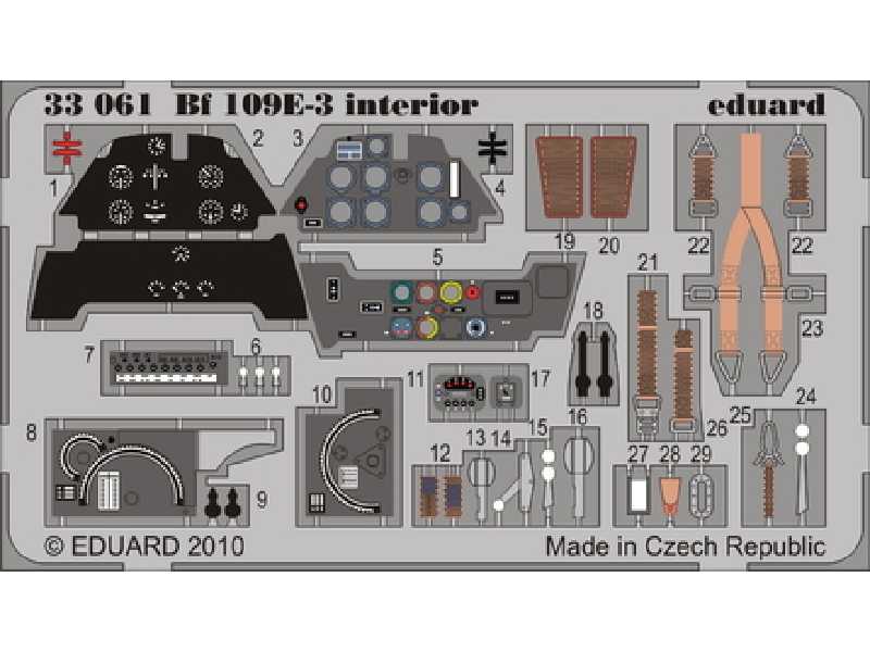 Bf 109E-3 interior S. A. 1/32 - Trumpeter - blaszki - zdjęcie 1 Bf 109E-3 interior S. A. 1/32 - Trumpeter - blaszki - zdjęcie 1