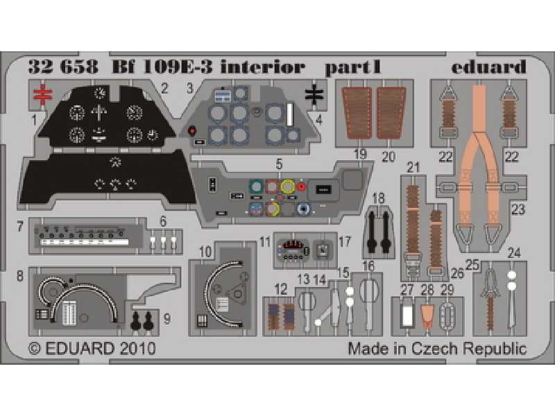 Bf 109E-3 interior S. A. 1/32 - Trumpeter - blaszki - zdjęcie 1 Bf 109E-3 interior S. A. 1/32 - Trumpeter - blaszki - zdjęcie 1