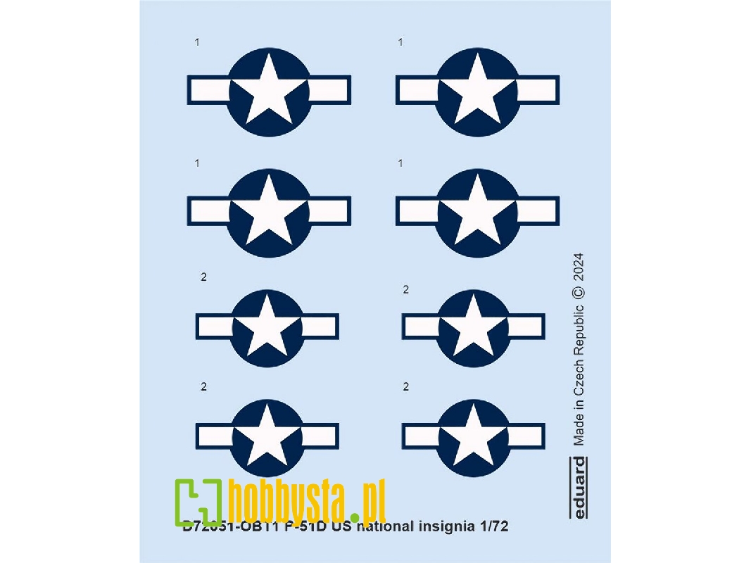 P-51D US national insignia 1/72 - EDUARD - zdjęcie 1 P-51D US national insignia 1/72 - EDUARD - zdjęcie 1